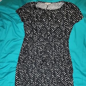 Petite Studio Works Monochrome Polka Dot Midi Dress